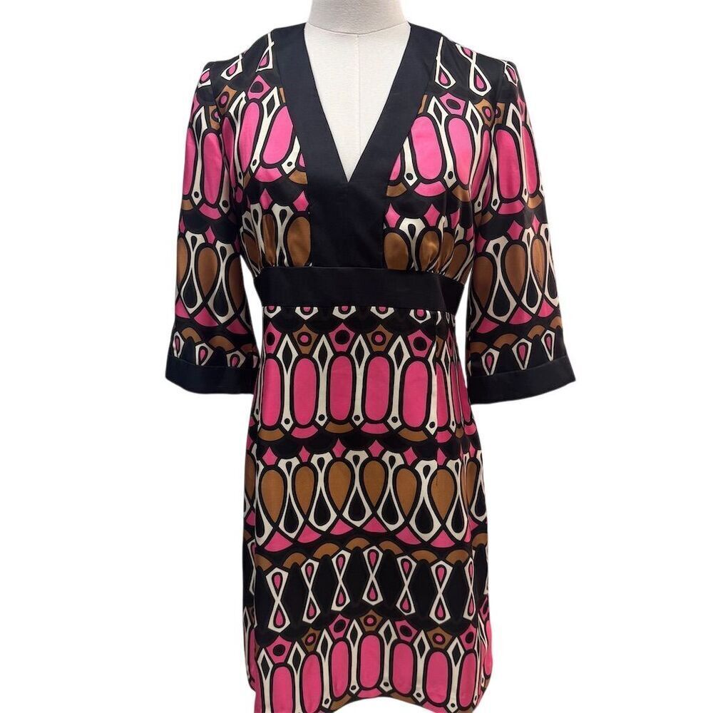 EUC Milly Women's Size 6 Vintage Geometric Print Silk Mini Dress